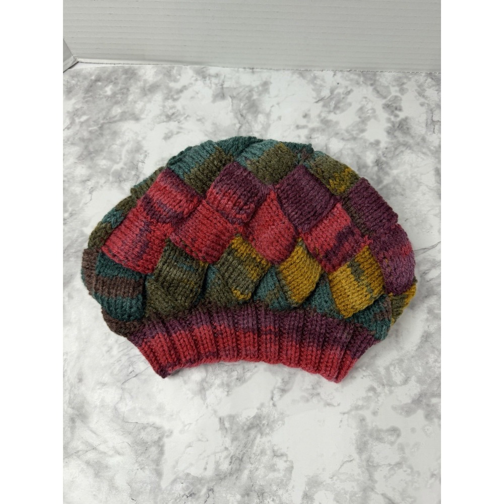 Chunky Cable Knit Cozy Winter Handmade Y2K Vintage Beanie Cap Hat 90's Boho Vibe - Picture 8 of 10